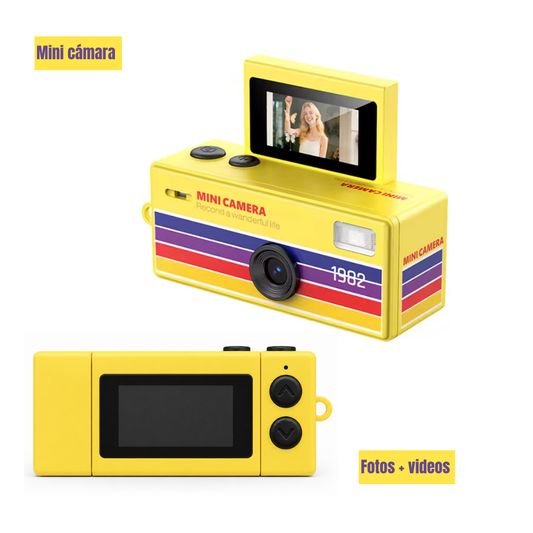 Cámara Digital Retro con Pantalla Abatible para Selfies