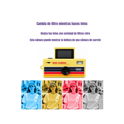 Cámara Digital Retro con Pantalla Abatible para Selfies