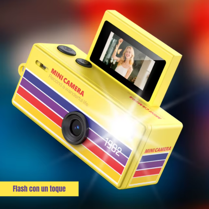 Cámara Digital Retro con Pantalla Abatible para Selfies